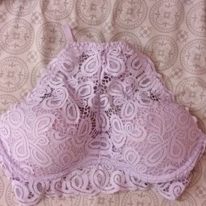 PINK Lavender Lace Bralette Push Up Halter